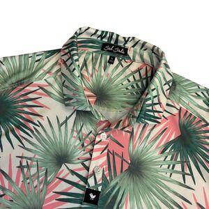 Bad Birdie Mens XL Golf Polo Shirt Tropical Palm Leaf Green Pink